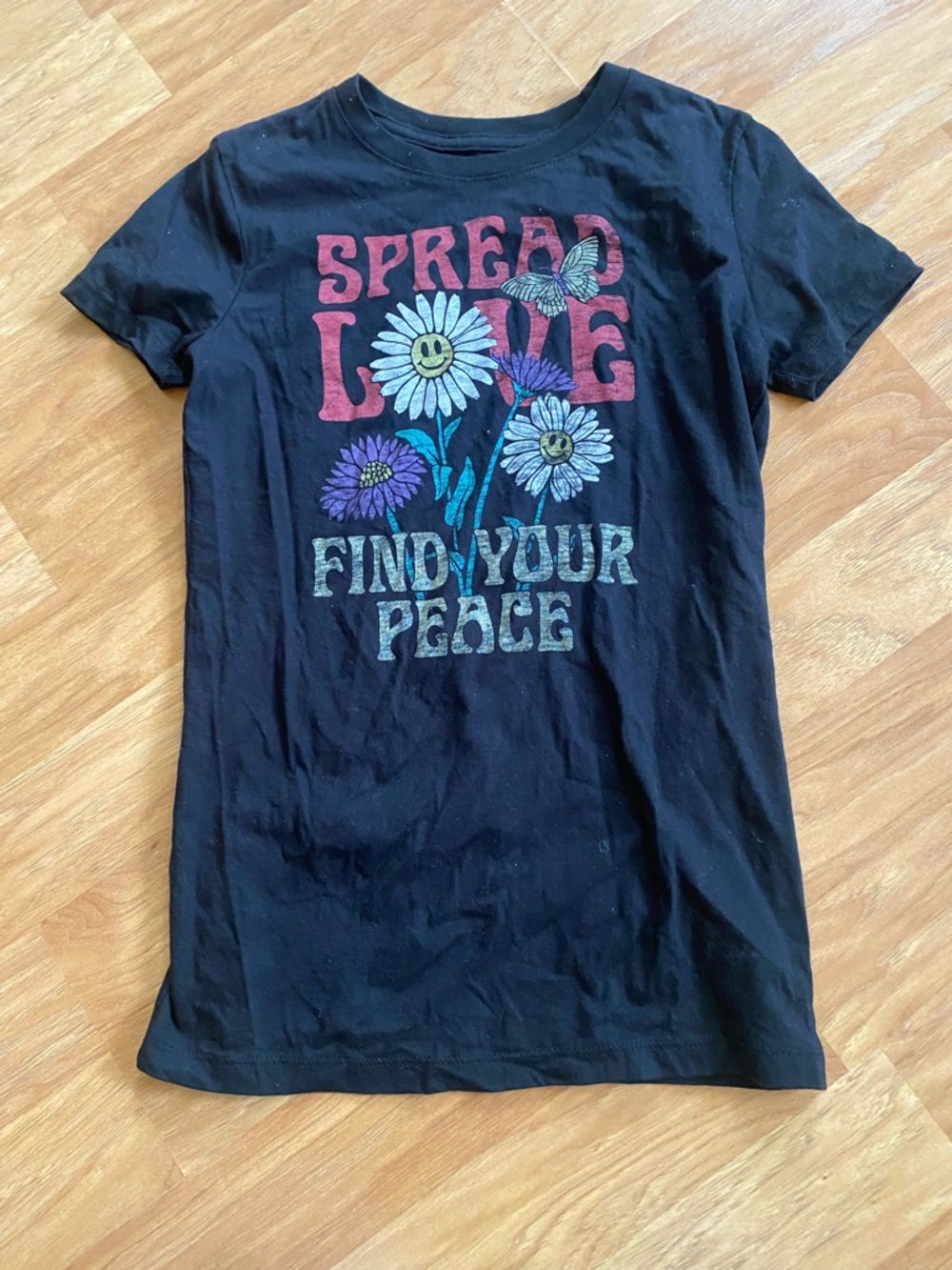 Free State Black Graphic Tee with Floral Accent